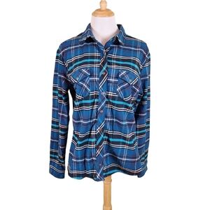 Kuhl Women's Blue and Black Plaid Button Down Shirt, Sz XL